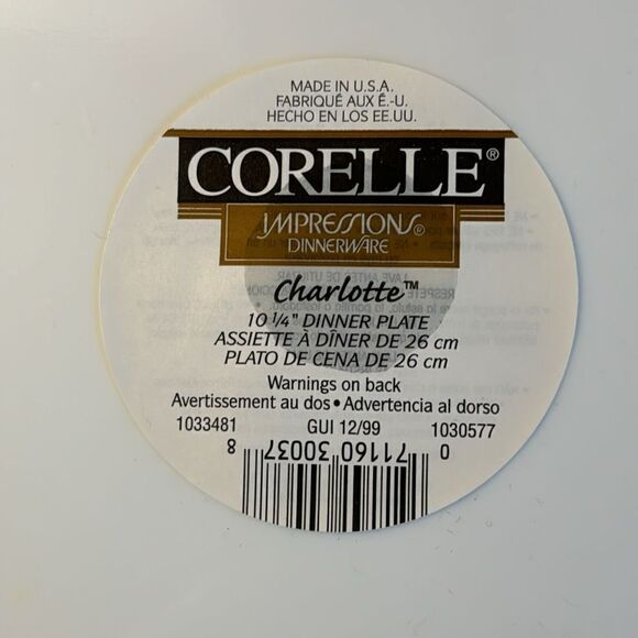 Corelle  Charlotte Vintage 10 1/4” Dinner Plate Lot Of 4 - Picture 2 of 6